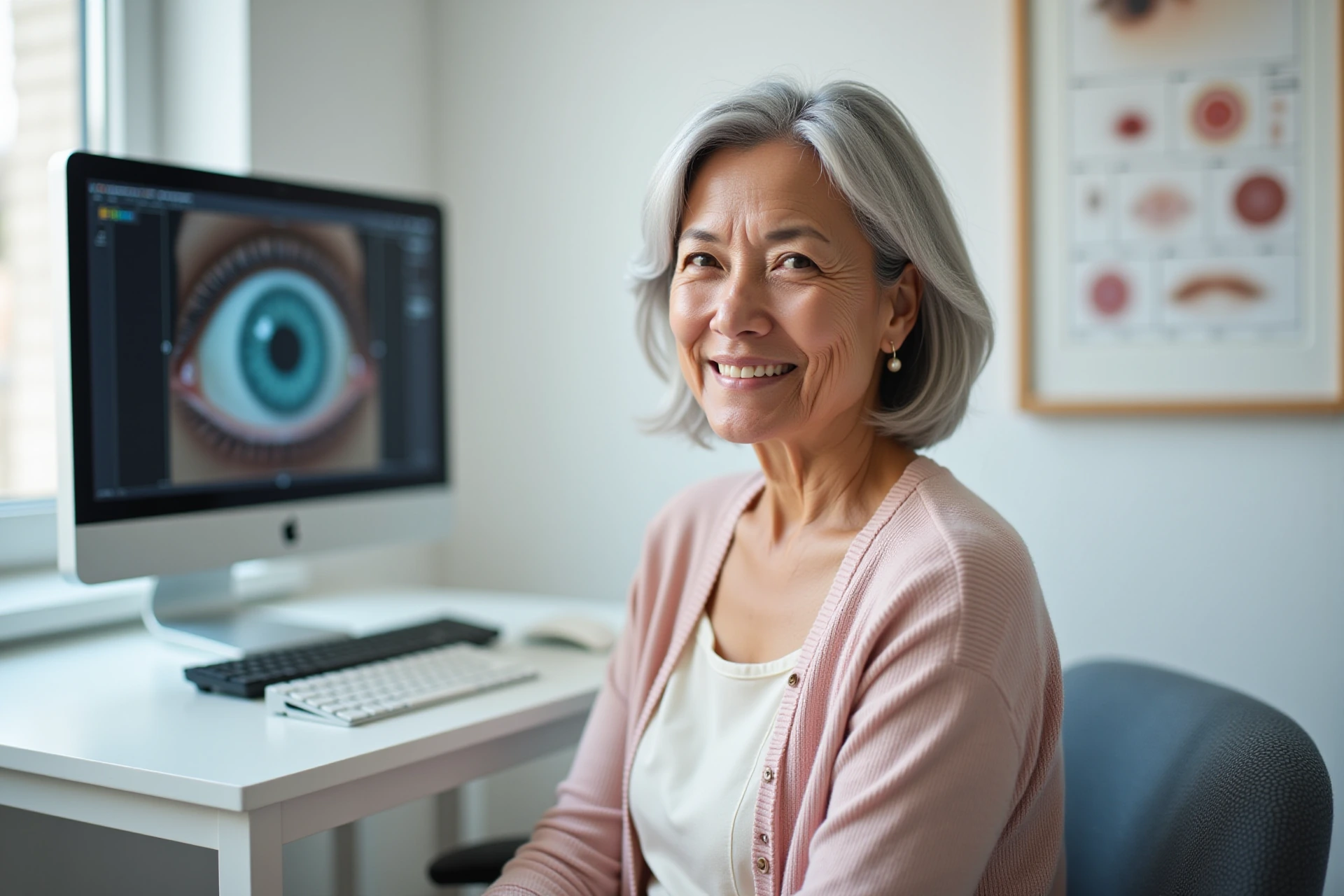 Lekarka okulistka omawia z pacjentką koszty i pakiety operacji zaćmy w klinice Okulis